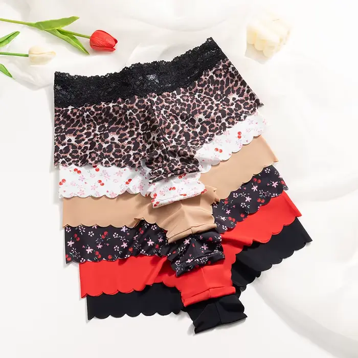 BZEL dámské krajkové kalhotky Sexy leopardí výstřih Lingerie okouzlující prodyšné spodní prádlo boxerky ženy Boyshorts trenýrky