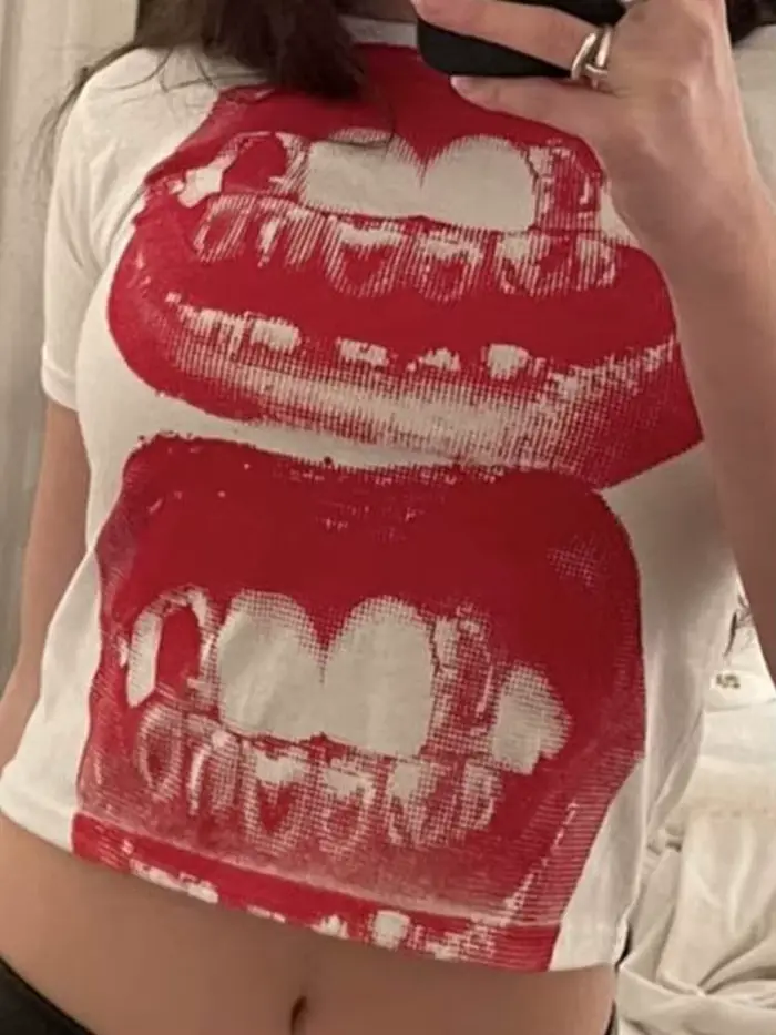 Punk Y2K bébé manches courtes haut gothique rue T-shirt femmes loisirs basique T-shirt femmes 2024 h