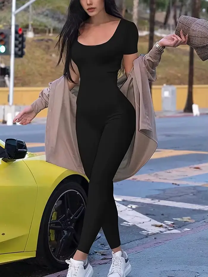 Dámské Krátký rukáv Romper, Jednobarevné, Štíhlý, Drum Con, Kombinézy, Sport, Fitness, Neformální, Aktivita, Streetwear, kombinézy