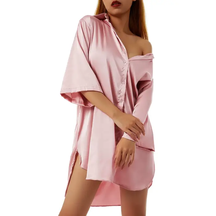 Ležérní a elegantní Lamuusaa hedvábné noční šaty pro ženy podzimní odpočinek relaxace speciální příležitosti