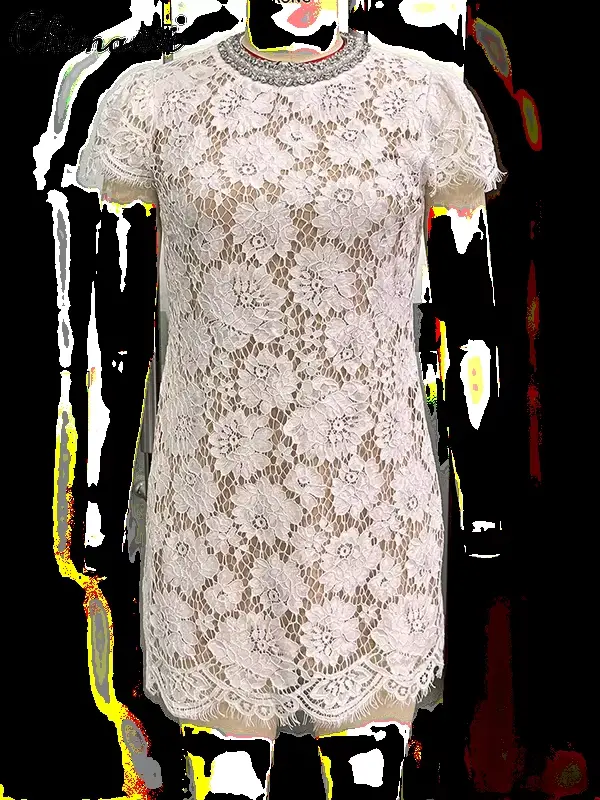 Robe à ongles française en dentelle, nouvelle mode lourde, haut de gamme, luxe, Slim, élégante, manc