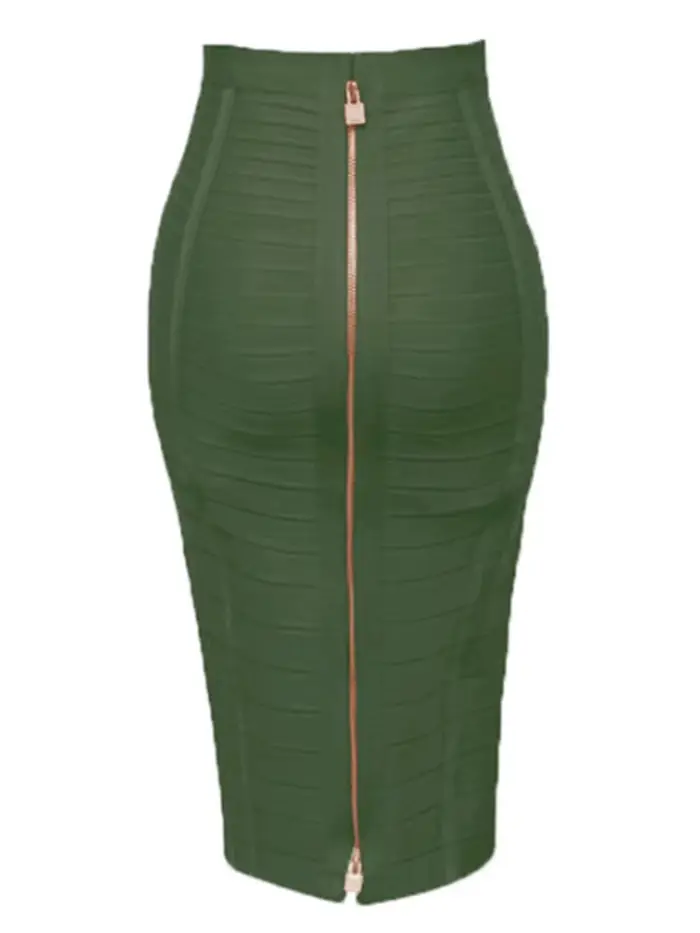 16 couleurs Sexy solide fermeture éclair Orange bleu noir rouge jupe de pansement femmes élastique m