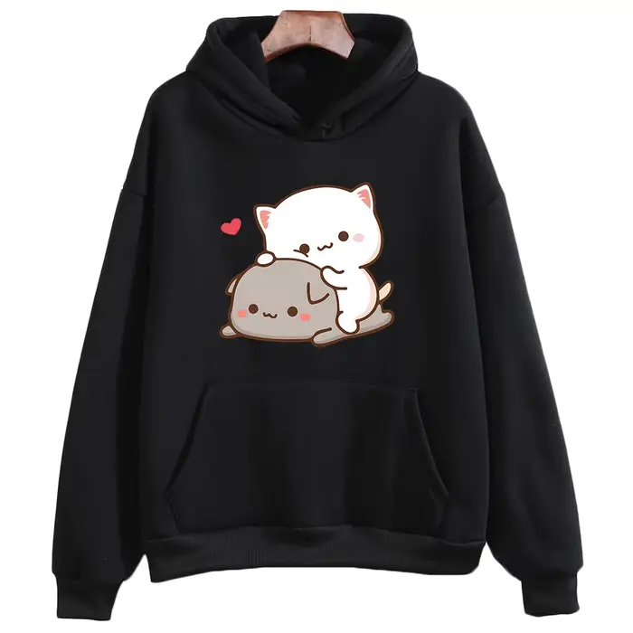 Mochi pêche et Goma mignon chat sweat à capuche pour filles mode Kawaii dessin animé pulls femmes/ho