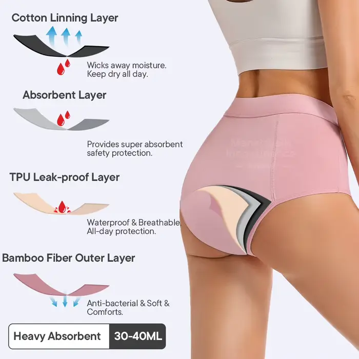 Dámské menstruační kalhotky s vysokým pasem