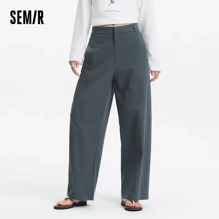 Pantalon Femme Semir Tissé 2026 Coupe Ample Jambe Large Fluide et Confortable Style Urbain Décontrac