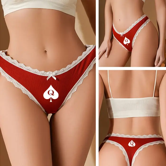 Sous-vêtements Sexy en dentelle pour femmes, culotte taille basse avec nœud, mode reine des pelles, tanga, Lingerie tentation