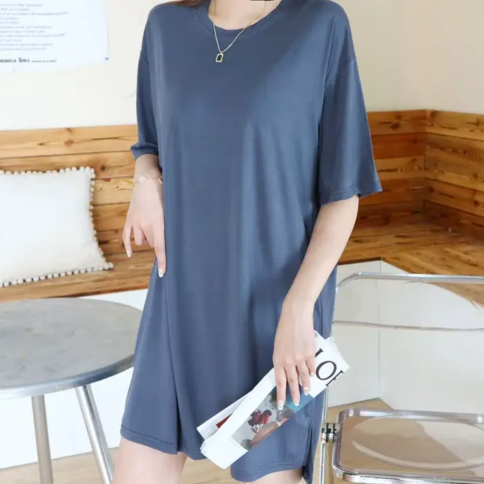 Robe de nuit élégante en coton modal pour femmes, couleur disponible, chemise de nuit décontractée pour les nuits chaudes d'été, occase pour les voyages et les week-ends en ville
