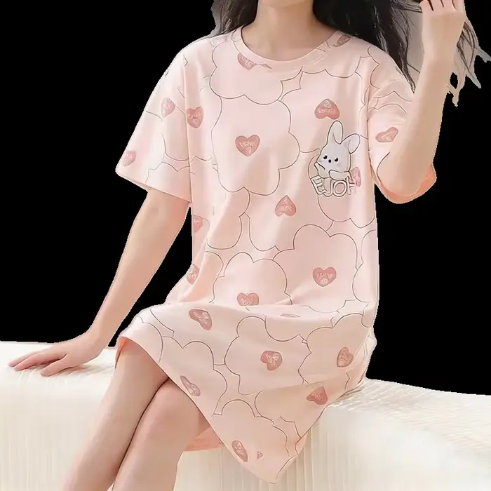 Jolies chemises de nuit pour femmes, vêtements de nuit tendance, robe de nuit d'été, pyjama dessin animé pour femme, pyjama grande taille