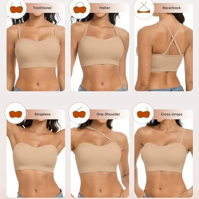 Dámské bez ramínek podprsenky, polstrované bezdrátové Push-up podprsenka, protiskluzové bezešvé čelenka, kostice zdarma denní podprsenka