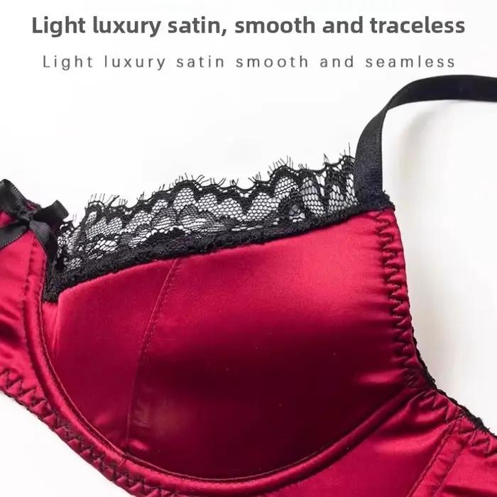 Červená, sexy francouzská svatební noční podprsenka, krajka Bralette, jemný, nastavitelný a ohnutý pro malou hruď