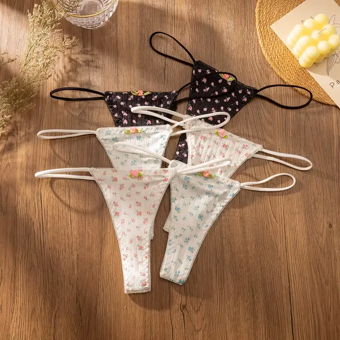 Kalhotky ženské spodní prádlo dýchací s něhou zobrazenými květy sexy měkké ženské slipy módní komfort pruhované kalhoty speciální nabídka
