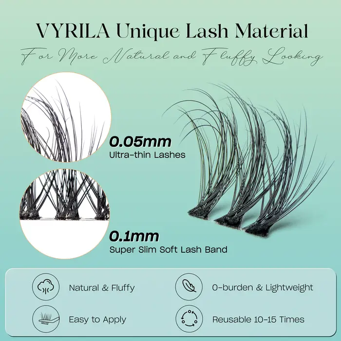 Extensions de cils naturels réutilisables, groupe de cils individuels, 0.05mm, 0.1mm, contaminants 3