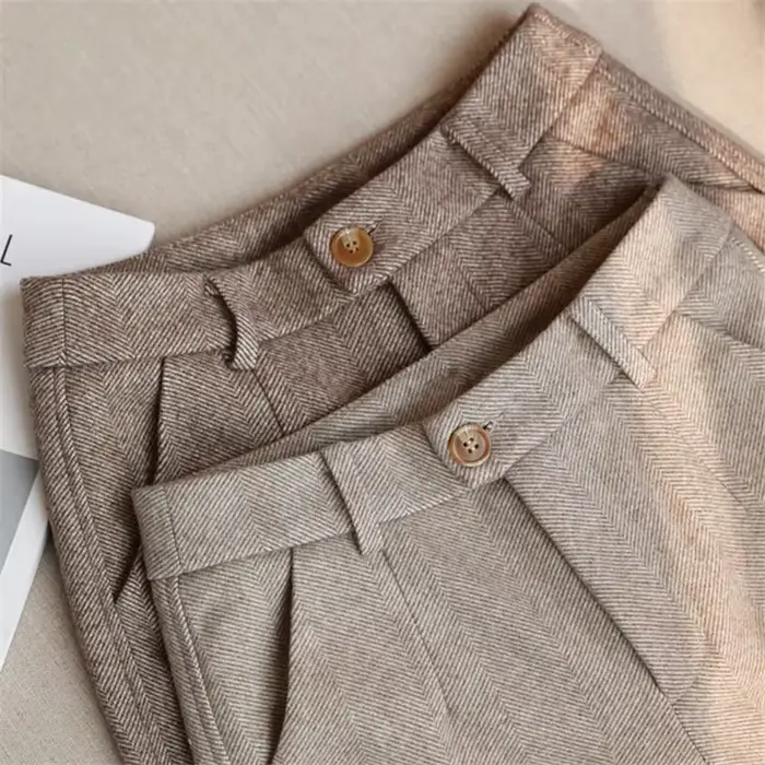 Pantalon crayon sarouel en laine pour femme, taille haute, pantalon décontracté imbibé, bureau, auto