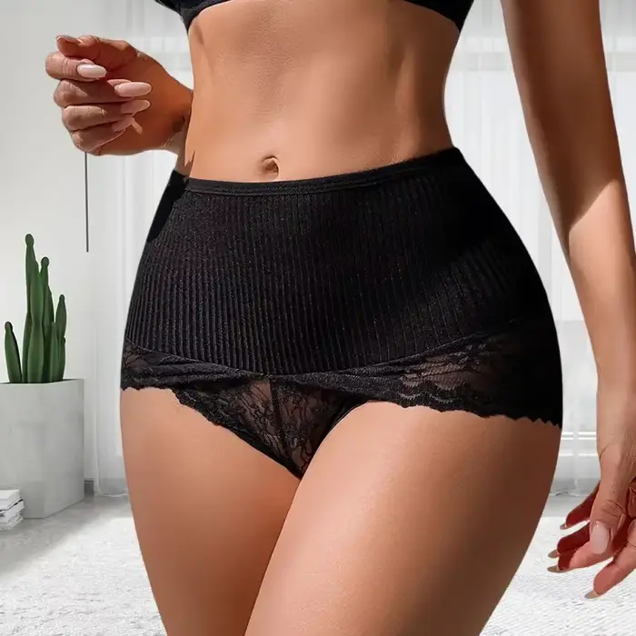 Culotte en élasthanne avec dentelle florale grande hauteur pour femme confort et élégance sous-vêtements mode occassions spéciales