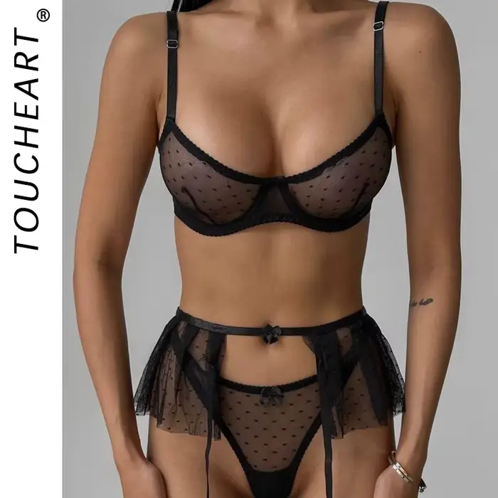 Dámský krajkový sexy lingerie set, podprsenka a kalhotky, korzet, 7.0, novinka