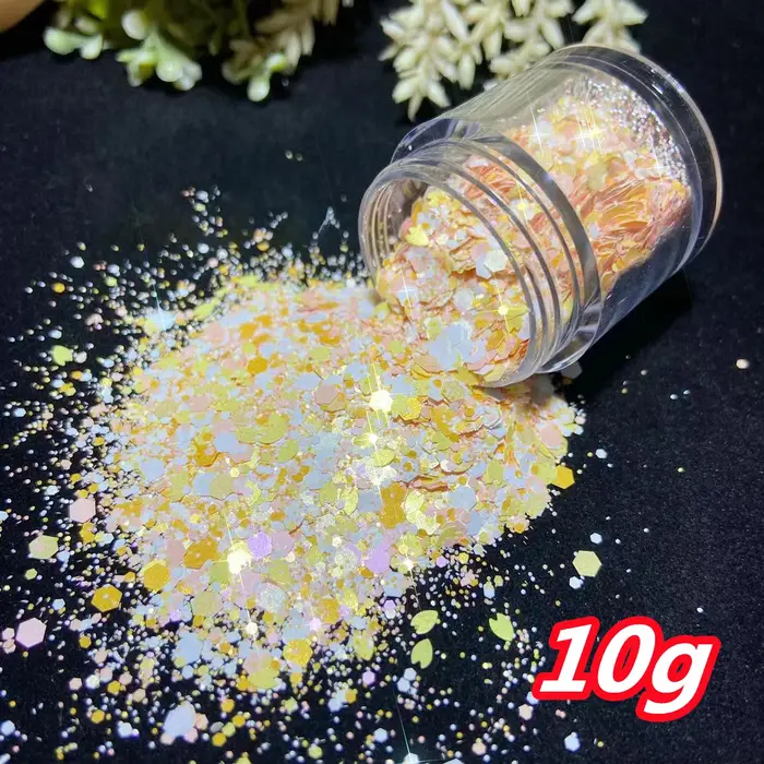10g neonová hvězda/měsíc/tráva fluorescenční třpytky na nehty barevné hvězdicové provedení třpytivé vločky vánoční
