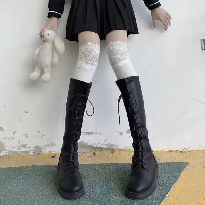 Korejština Sexy krajka nízké vrcholy ženy dívky stehno vysoko na koleno nízké Lolita dámské boty ponožky rsi