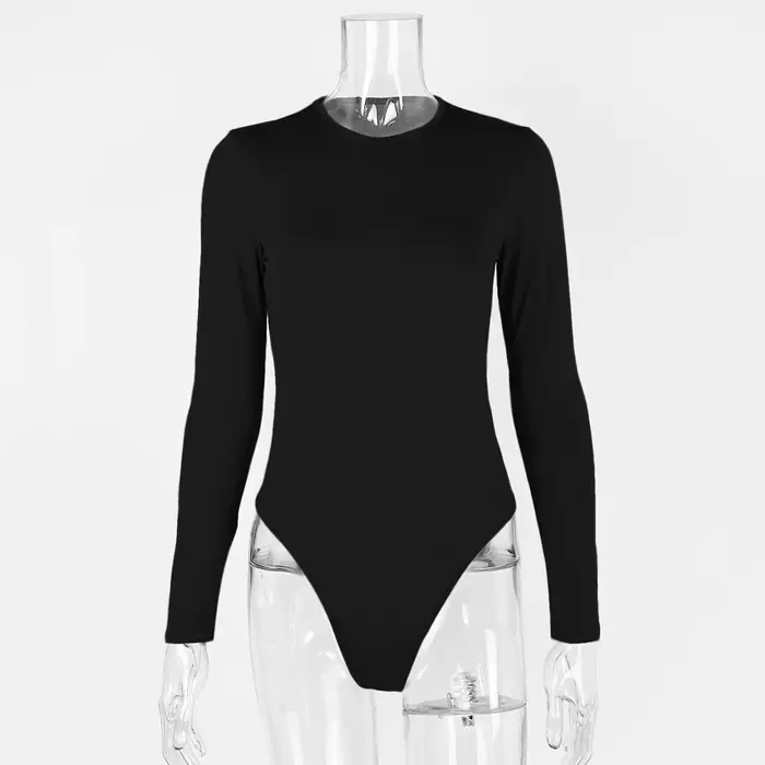 Body à manches longues pour femme, coupe ajustée moulante, décontracté, noir et brun, pour tenues automne hiver, ajustement parfait, durabilité exceptionnelle