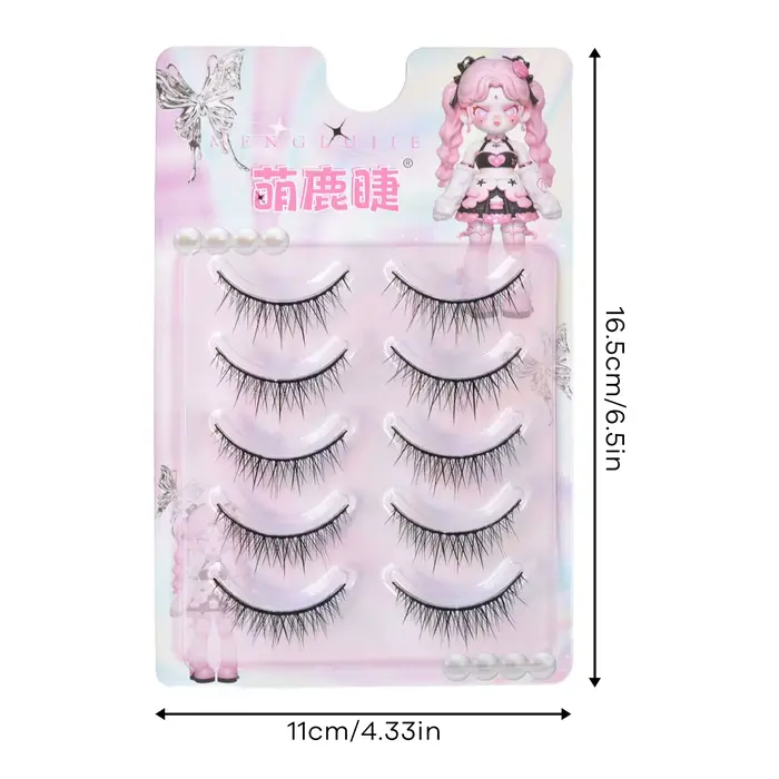 Bandes de faux cils bande complète tige dure bébé queue de poisson droite faux cils cils naturels po