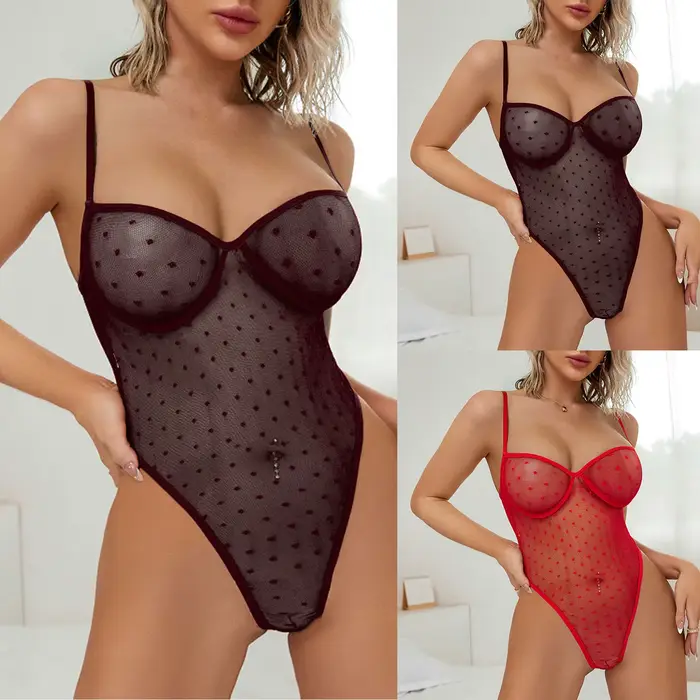 Ensemble sexy pour femmes dos nu filet de pêche nuisette lingerie transparente sophistiquée occasions spéciales
