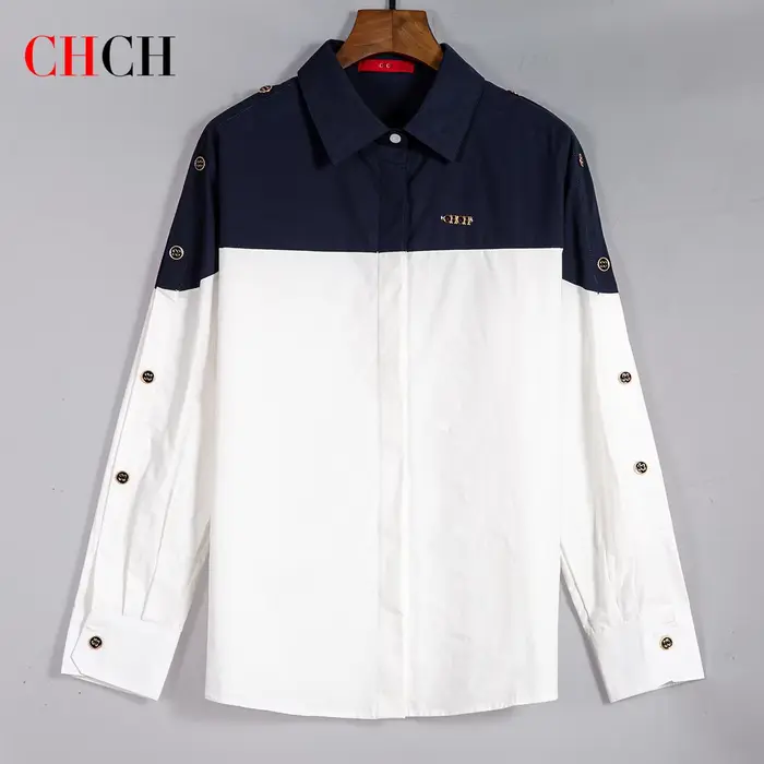 CHCH-Chemise d'affaires à manches longues pour femmes, Chemise épissée, Vêtements pour femmes, Abonn