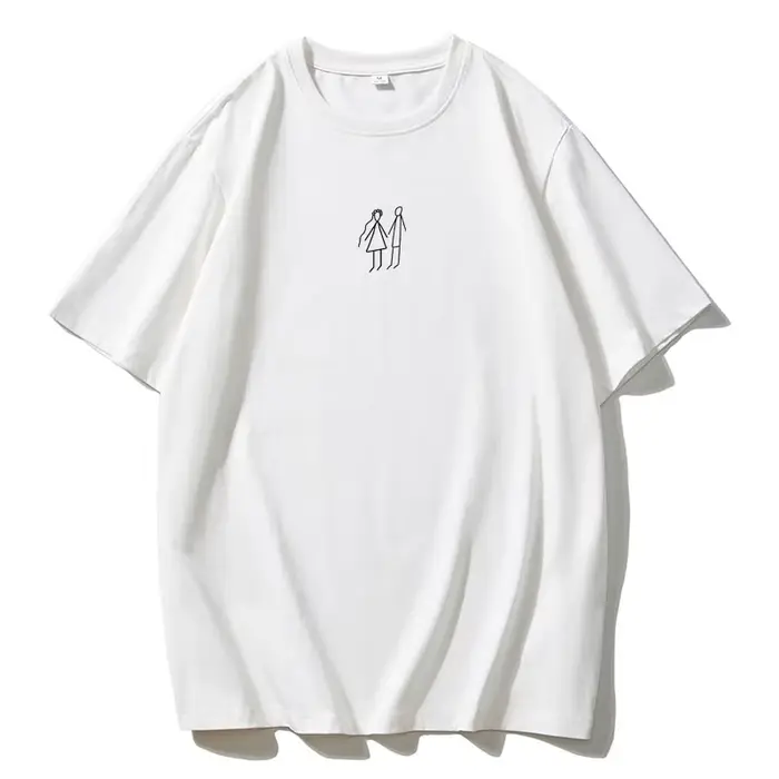 Hirsionsan-T-shirt imprimé graffiti minimaliste pour femme, col rond, coton doux, vêtements décontra