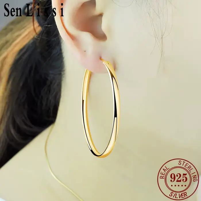 Senlissi-nouvelles boucles d'oreilles plaquées or 18 carats pour femmes, en argent Sterling 925, 3.0