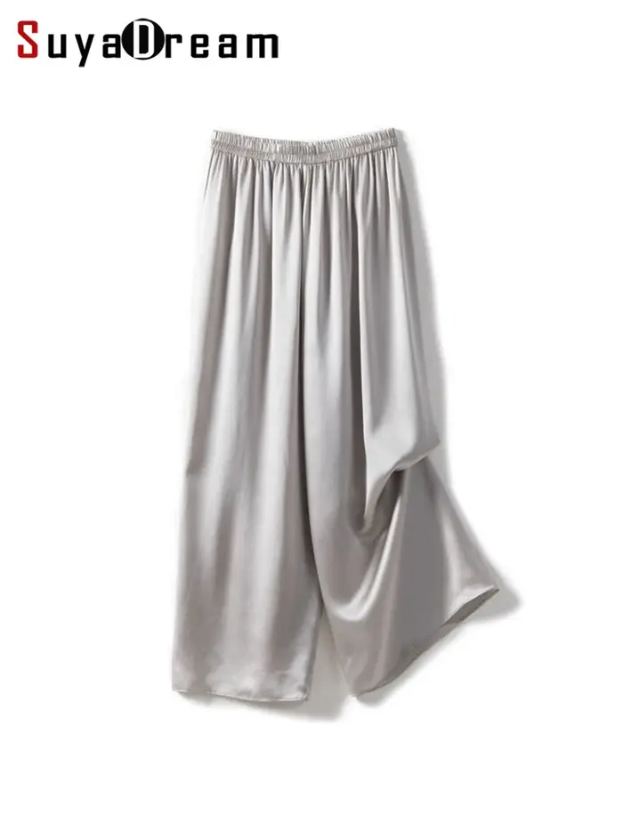 SuyaDeam – pantalon en soie Pure 100% pour femmes, taille élastique, jambes larges, longueur chevill