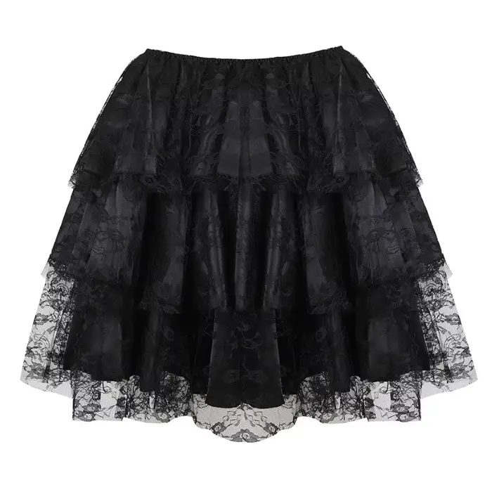 Femmes gothique Sexy dentelle florale maille Tulle Mini jupe plissée Showgirl mode fête danse jupes 