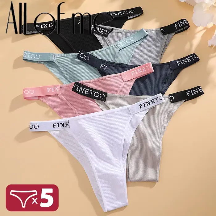 5dílná sada sexy bavlněných kalhotek Finetoo s písmeny