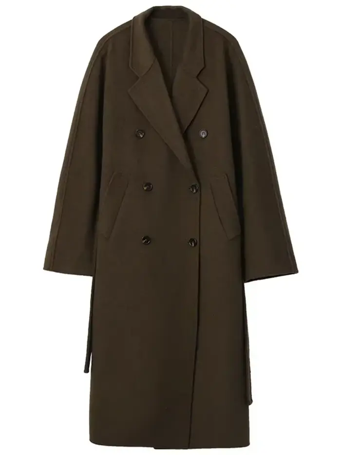 CHIC VEN – manteaux longs en laine Double face pour femme, pardessus rétro ample, Double boutonnage,