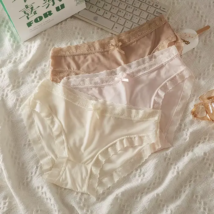 3 kusy dámské nízko střižené kalhotky Sexy krajka rychleschnoucí slipy