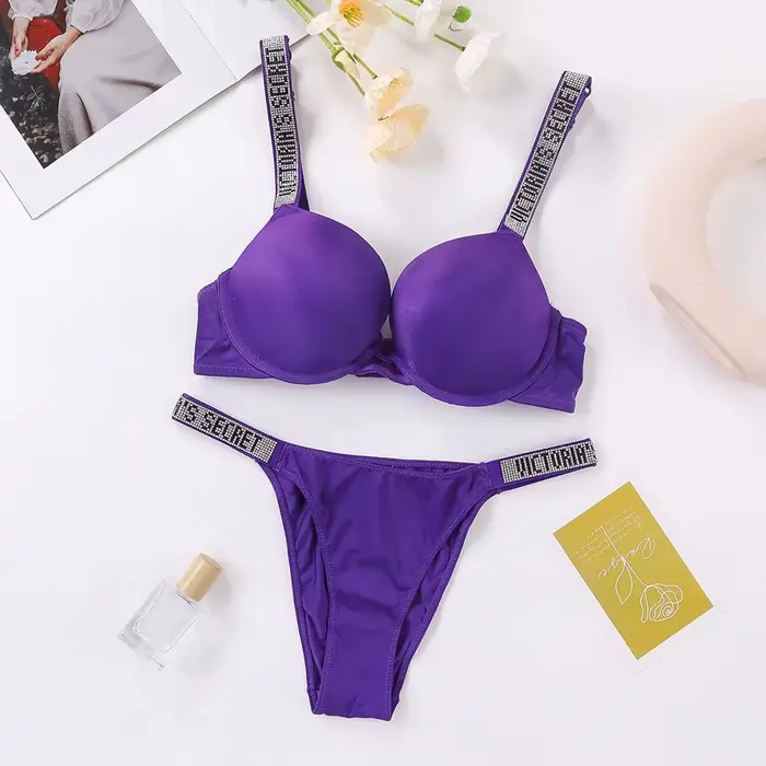 Victoria's Secret sexy spodní prádlo set, podprsenka a kalhotky, push-up, klasické spodní prádlo pro ženy, sexy, prodyšné, měkké, univerzální, shapewear