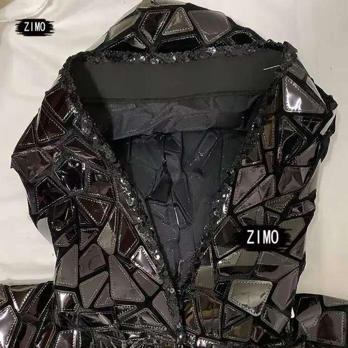 Costume de Scène GOGO Sexy à Paillettes Noires pour Femme, Tenue de Spectacle en Équipe de brev, Vêtements de Pole Transparents