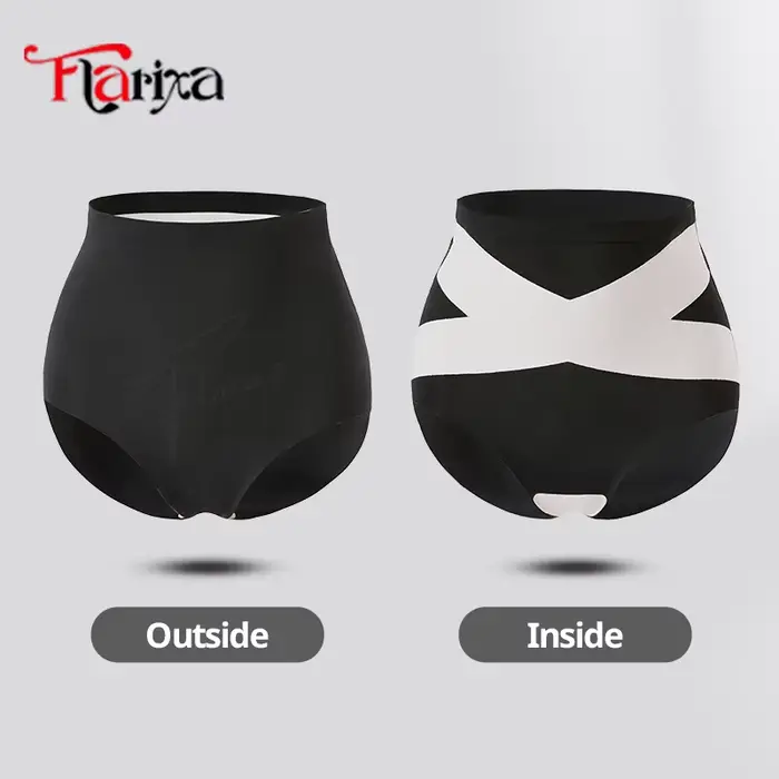 Flarixa ventre plat façonnant culotte croix corps Shaper taille haute femmes ventre contrôle slips noir hanche ascenseur Shapewear pas de spectacle