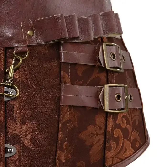 Dámské pirátské korzety, Kožený bustiér, Steampunk, Přezka, Karnevalový večírek, Klubové oblečení, Halloweenské kostýmy, Velká velikost