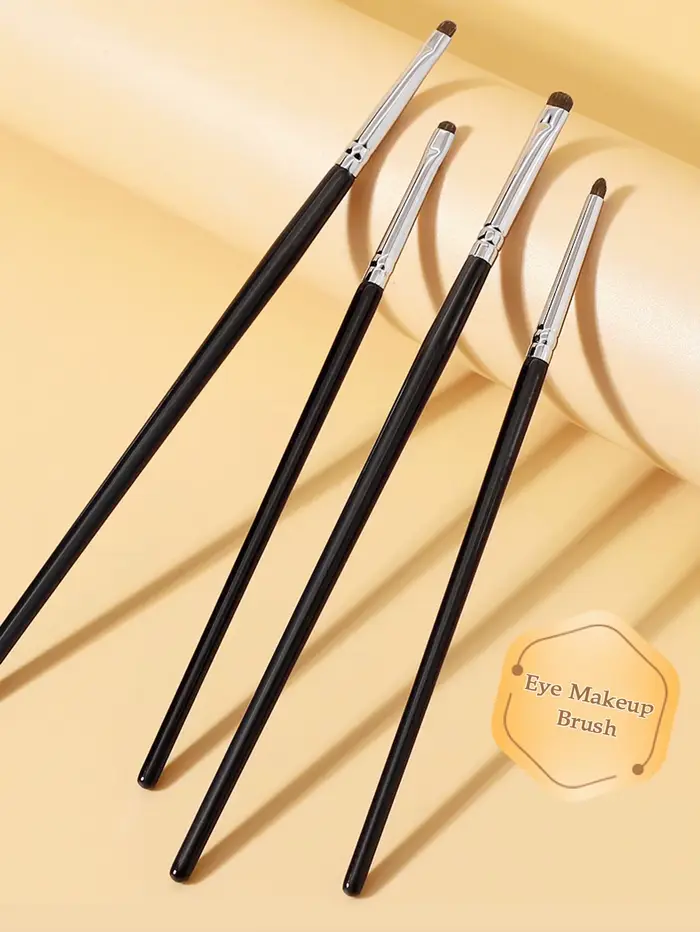 1 lot de 4 pinceaux de maquillage pour détails des yeux noirs, poils de poney, ombre à paupières de 