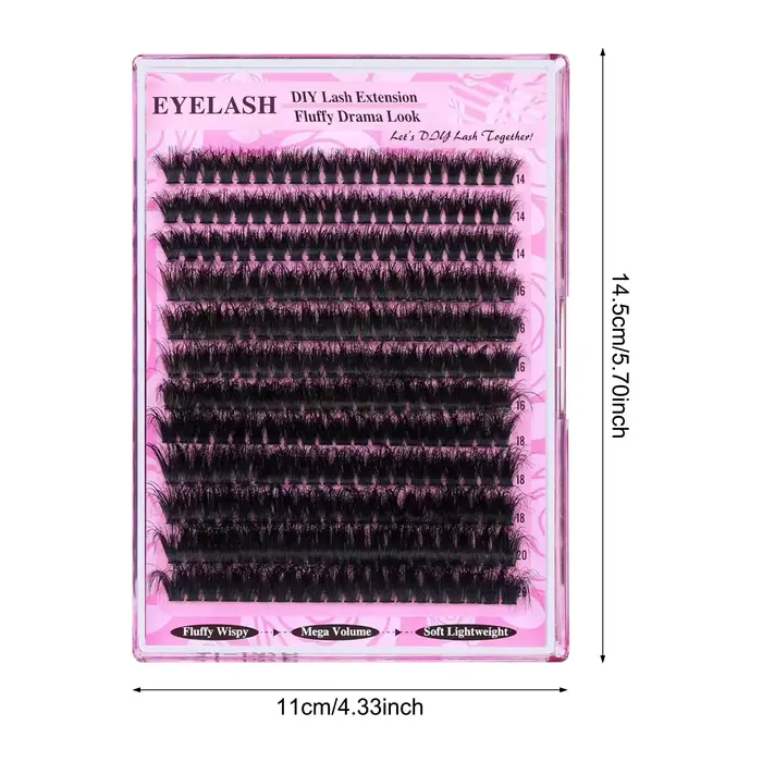 200D Faux vison extensions de cils manga individuel cluster cils 14-20mm naturel longs cils noirs D
