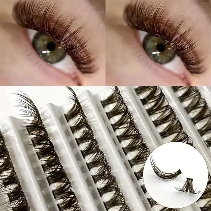 200 pièces cils en grappe marron 40D greffage Volume individuel Extension de cils outil de maquillag