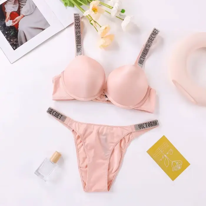 Victoria's Secret sexy spodní prádlo set, podprsenka a kalhotky, push-up, klasické spodní prádlo pro ženy, sexy, prodyšné, měkké, univerzální, shapewear