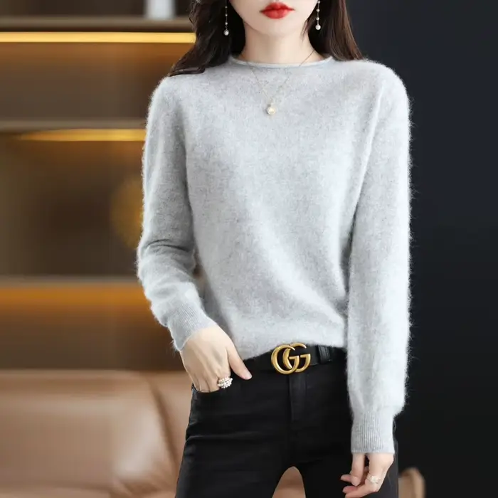 Pull décontracté à col rond pour femme, 2022 cachemire de vison, mode coréenne, automne et hiver, no