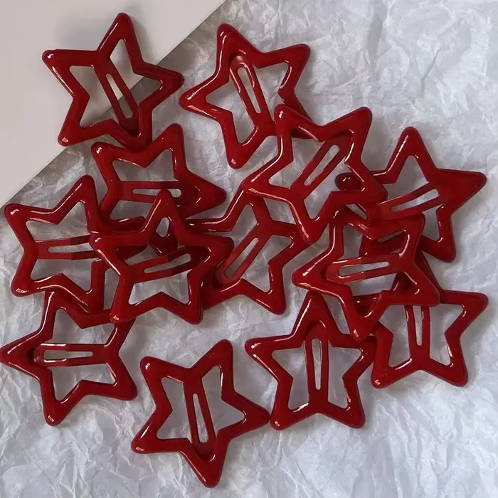 Barrettes en forme d'étoile rouge pour filles, 10 pièces/lot, Barrettes en forme de goutte d'eau, ép