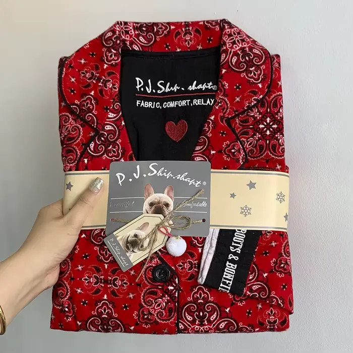 100% coton pyjamas pour femmes dessin animé à manches longues cordon pantalon vêtements de détente f