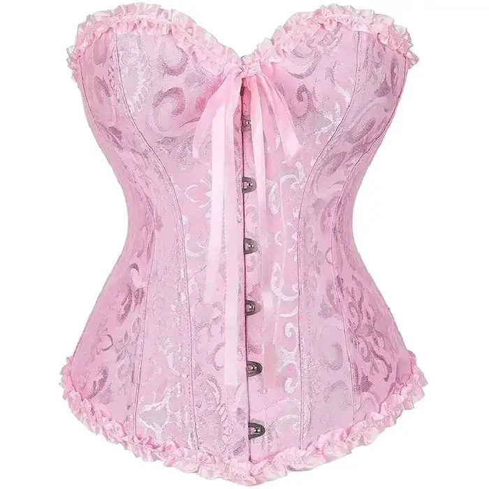 Dámské Top korzet Jacquard Surbust viktoriánské bustier Sexy krajka nahoru spodní prádlo květinový korset Vintage gotické baskytary kostým