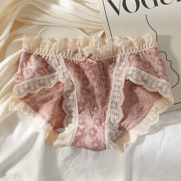 Culottes femmes en dentelle souple et antibactérienne slips taille moyenne tricoté pour jeunes femmes occasions spéciales