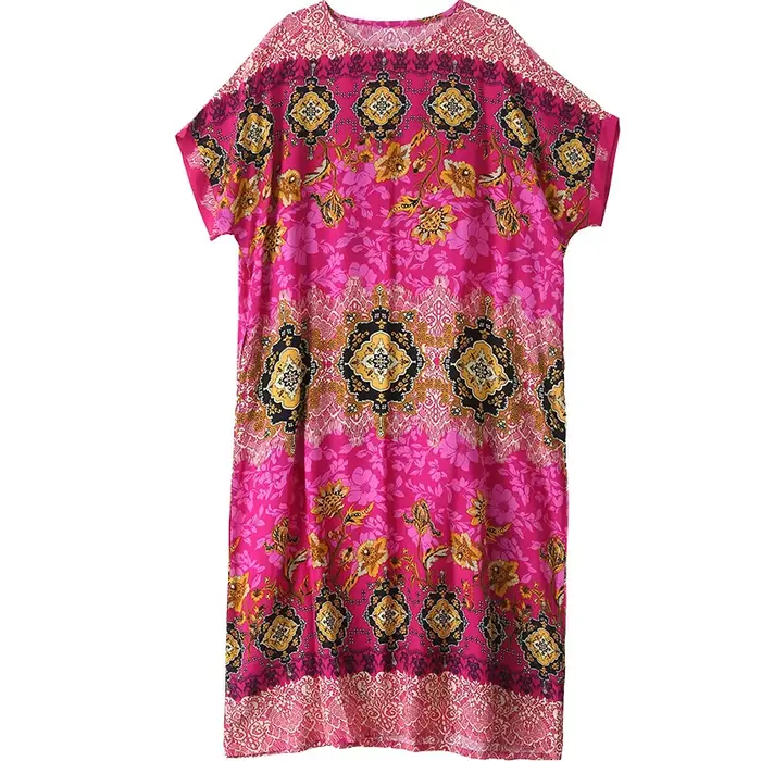 Vintage imprimé fleuri Robe Maxi femmes Boho à manches courtes longues ceintures Robe grande taille 