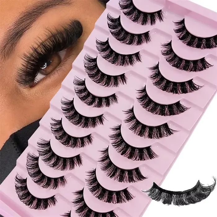 10 paires DD Curl russe bande cils moelleux Volume Faux cils DD Curl dramatique désordre Faux vison 