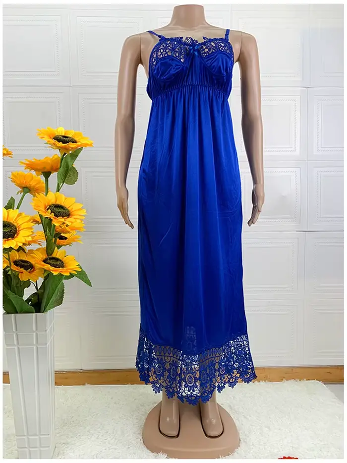 Dernières femmes africaines Sexy élégant dentelle broderie pyjamas soie confortable Sexy chemise de 