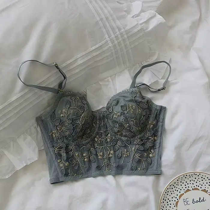 Lolita styl 3D vyšívaná půl šálku krajky podprsenka s nastavitelným ramínko pro ženy pohodlí a eleganci zvláštní příležitosti