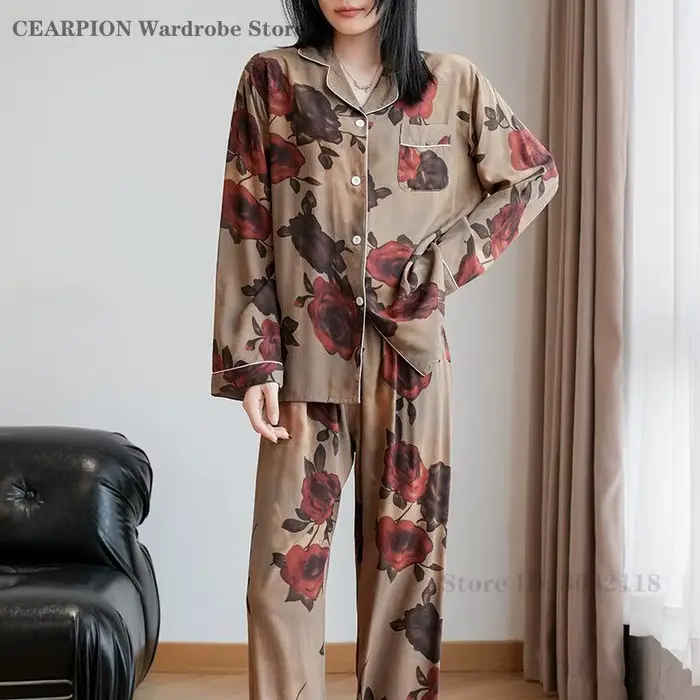 potisk štíhlá viskóza panda pyžama bílá, duha, azurově zelená, černá panda, fialový motýl, fialová pro ženy, základní, sexy, ležérní, salonek, lákavý, ročník, originální, výrazný, domácí oblečení, ležérní oblečení pro každodenní, svatební a družičky oblečení